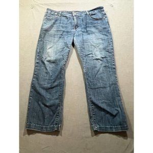 Dolce & Rosa Pants Womens 46‎ Blue Denim Belted Pocketed Zip Button 38x25.